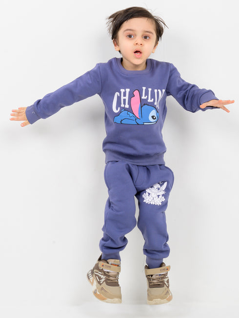Chillin Champ Themed Fleece Suit (Cosmic Indigo)